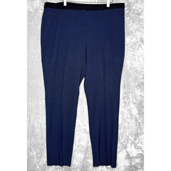 Chicos Slim Leg Pant Womens XL Blue Black Geometric Twill Flat Front Pockets - Picture 1 of 8